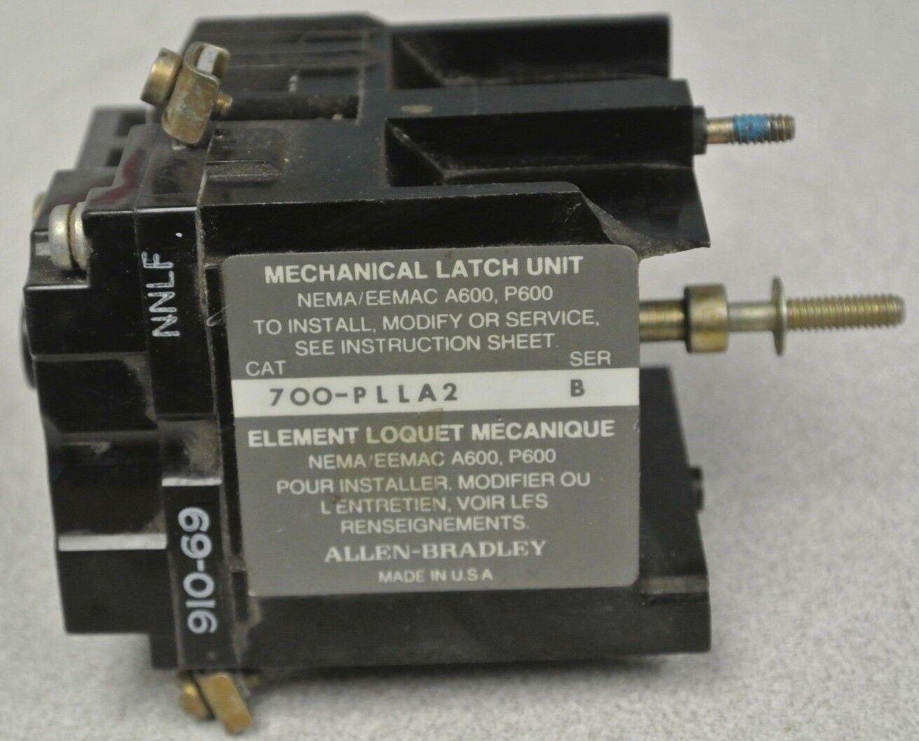 ALLEN-BRADLEY 700-PLLA2 MECHANICAL LATCH UNIT / 230-240V, 60Hz