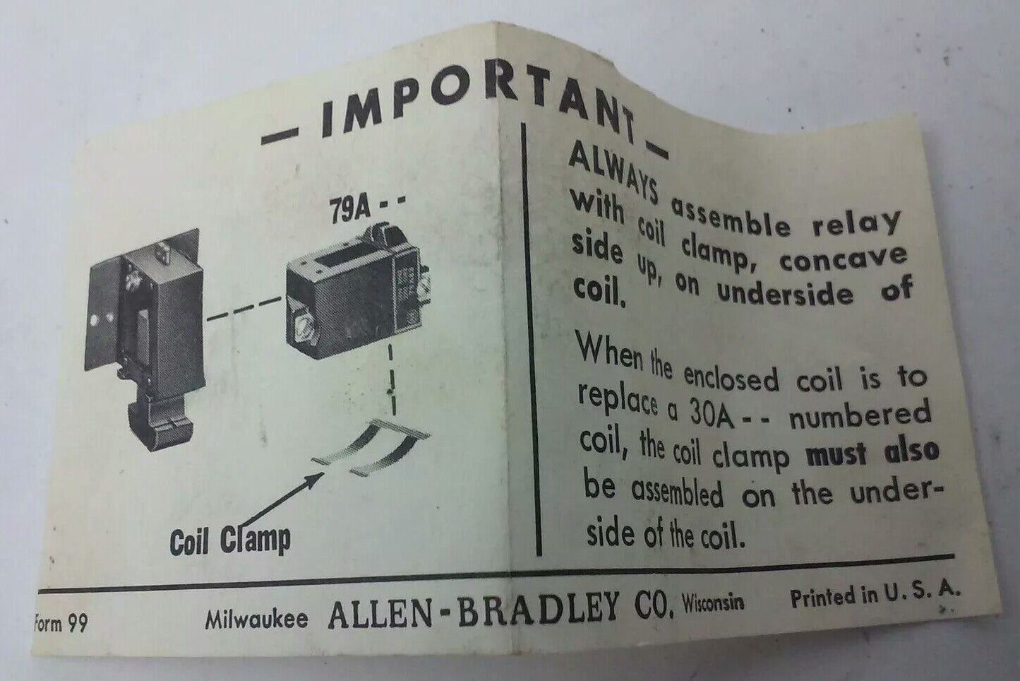ALLEN BRADLEY 79A27, COIL, 24V @ 60HZ, RENEWAL PARTS