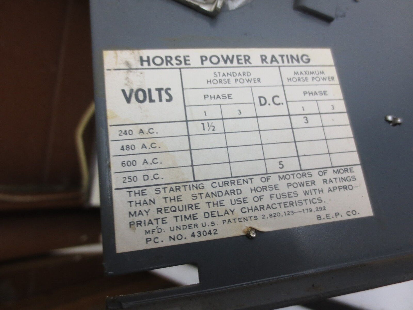 I-T-E V7B2211MR VACU-MATIC TWIN PANELBOARD SWITCH - 250V, 30A, 2P