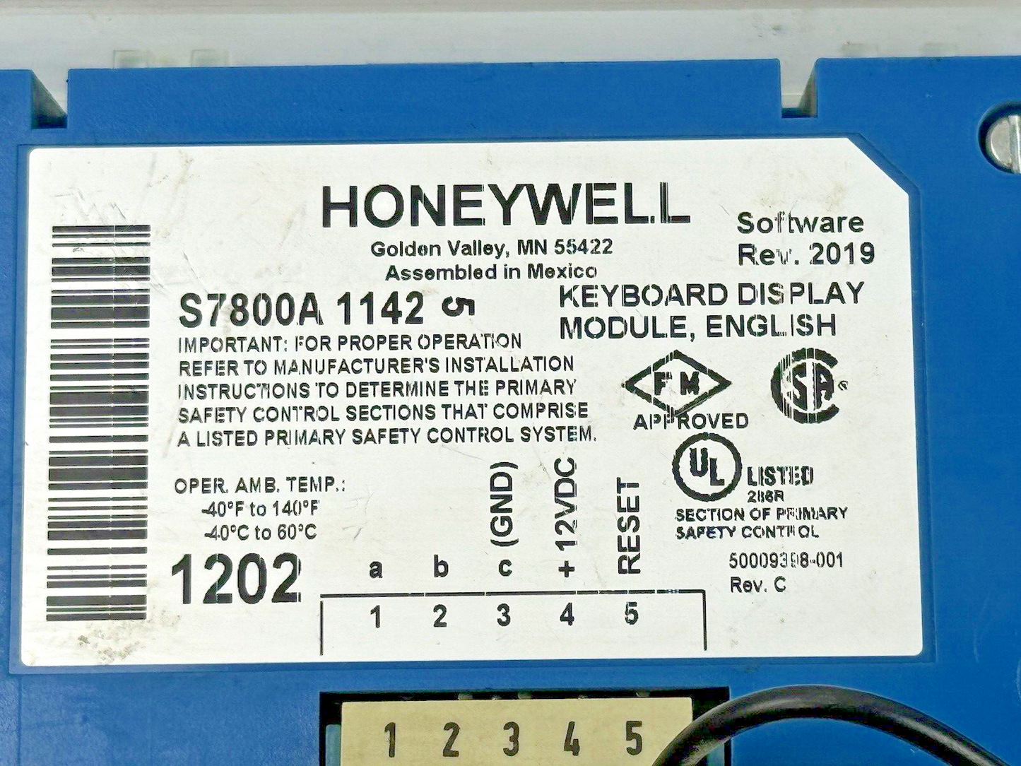 HONEYWELL - S7800 A 1001 REV. C - KEYBOARD DISPLAY MODULE IN CASE-BURNER CONTROL