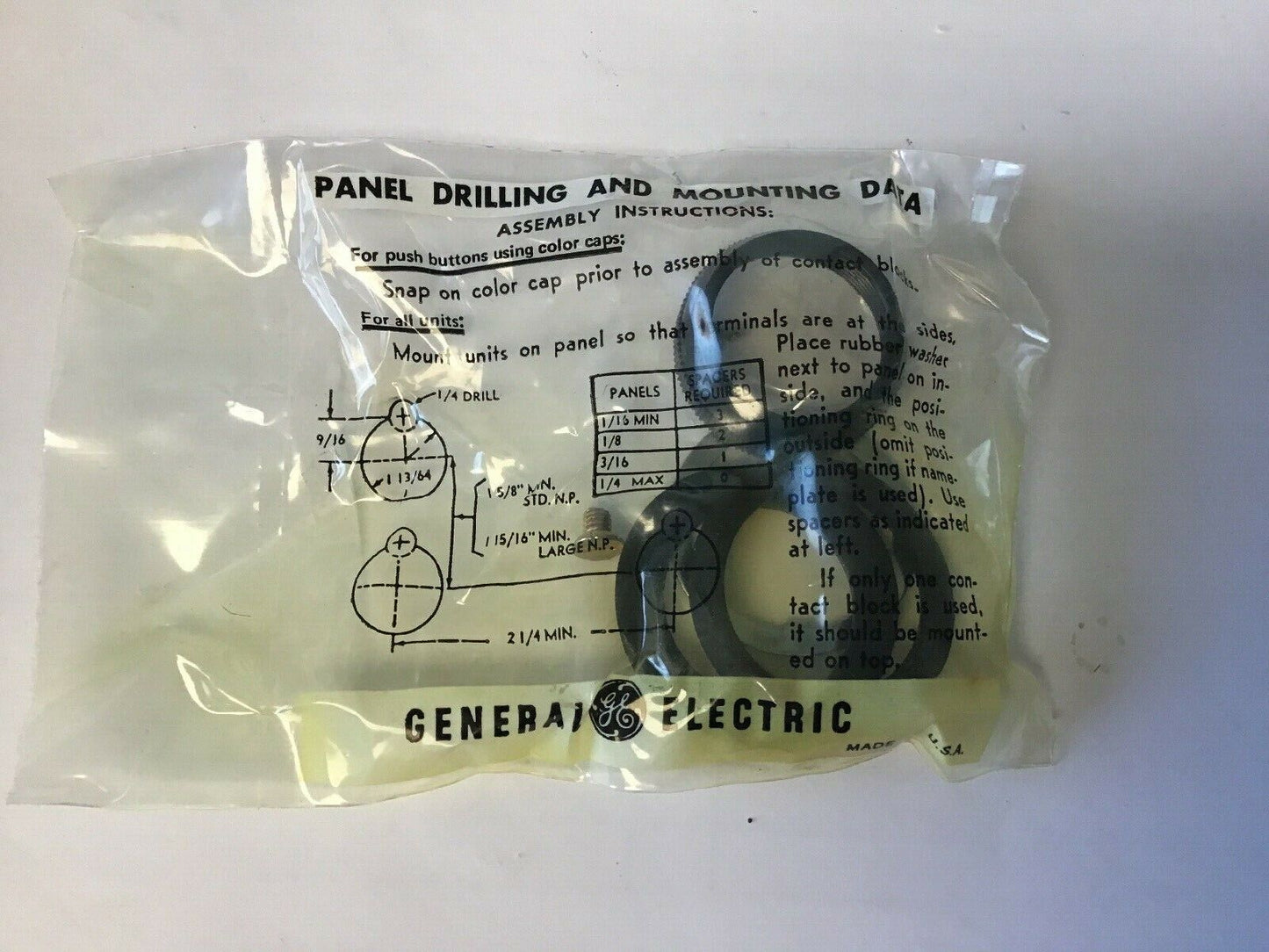 GE STANDARD PUSHBUTTON CR2940UA200B OPERATOR ONLY BLACK RING