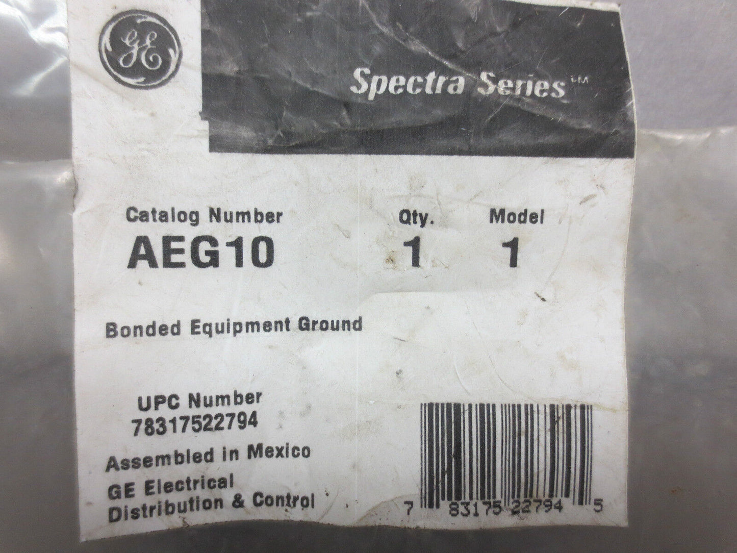 GE AEG10, MODEL 1 BONDED EQUIPMENT GROUND KIT - NEW SURPLUS, BUT 1 PIECE MISSING