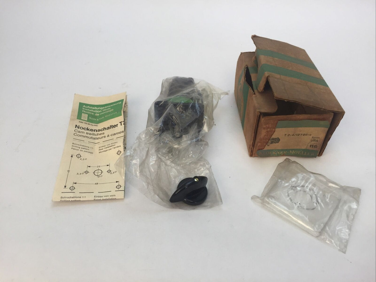 KLOCKNER MOELLERT 2-4/12796-e CAM ROTARY SWITCH 25A 600VAC 10HP