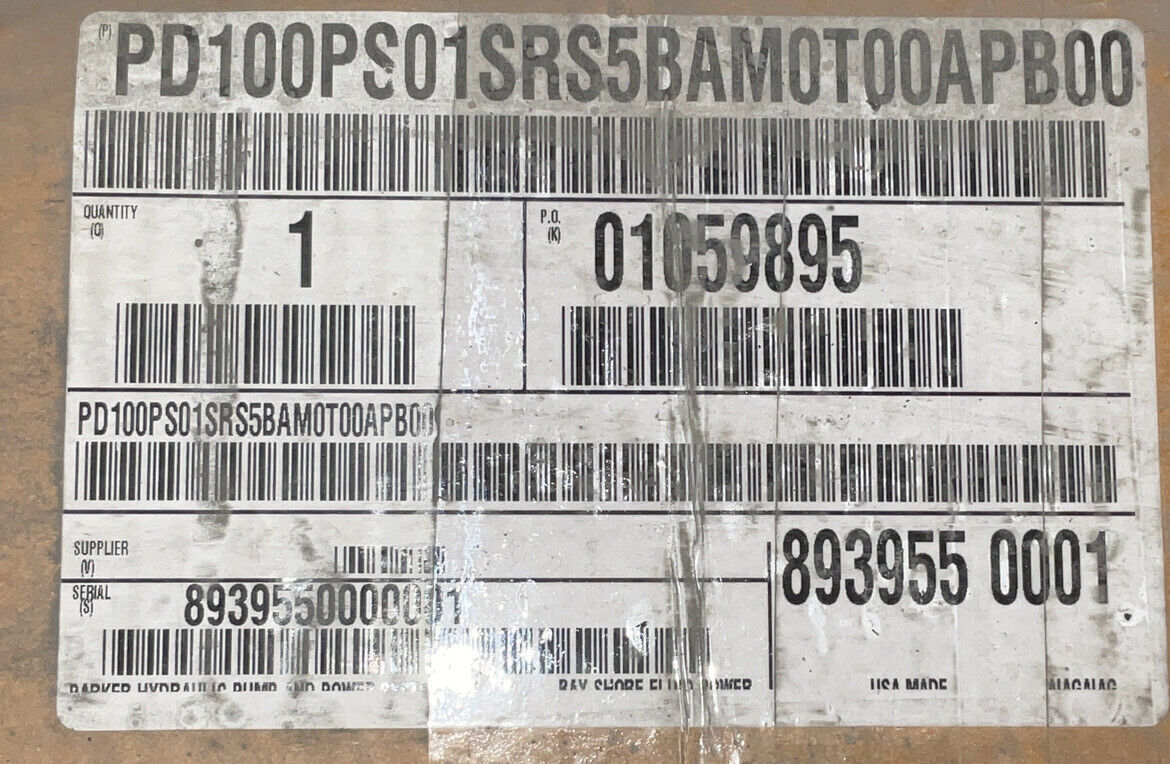 PARKER PD100PS01SRS5BAM0T00APB00 PISTON PUMP