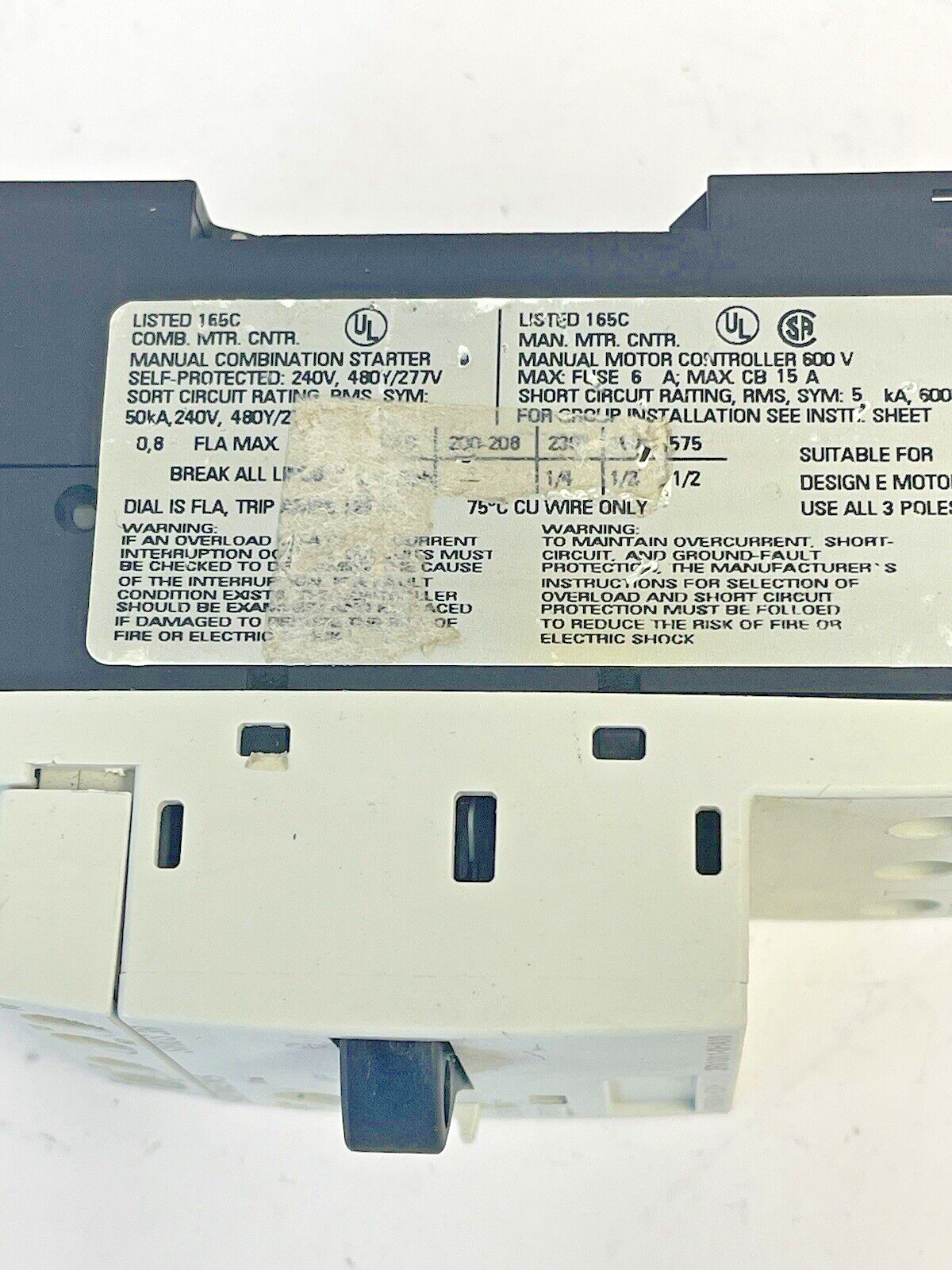 SIEMENS - 3RV1011-0HA10 & 3RV1901-1E-CIRCUIT BREAKER W/ SWITCH TRANSVERSE