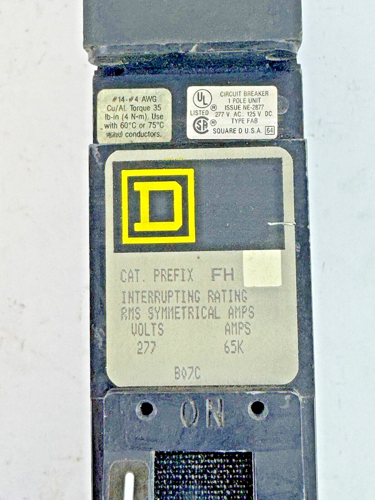 SQUARE D - FHB16020B - I-LINE MOLDED CASE CIRCUIT BREAKER - 1 POLE/ 20 A/ 277VAC