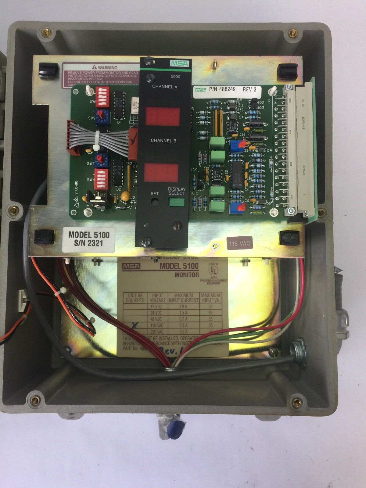 MSA MODEL 5100 MONITOR 110VAC 0.3A