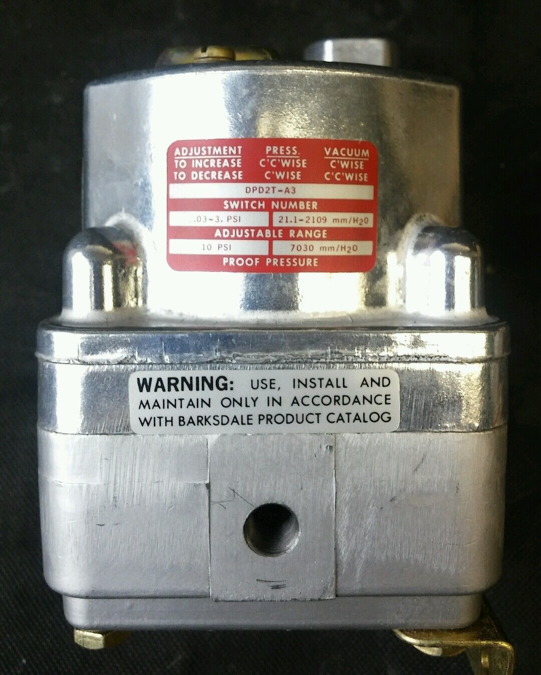 BARKSDALE DPD2T-A3 PRESSURE OR VACUUM ACTUATED SWITCH