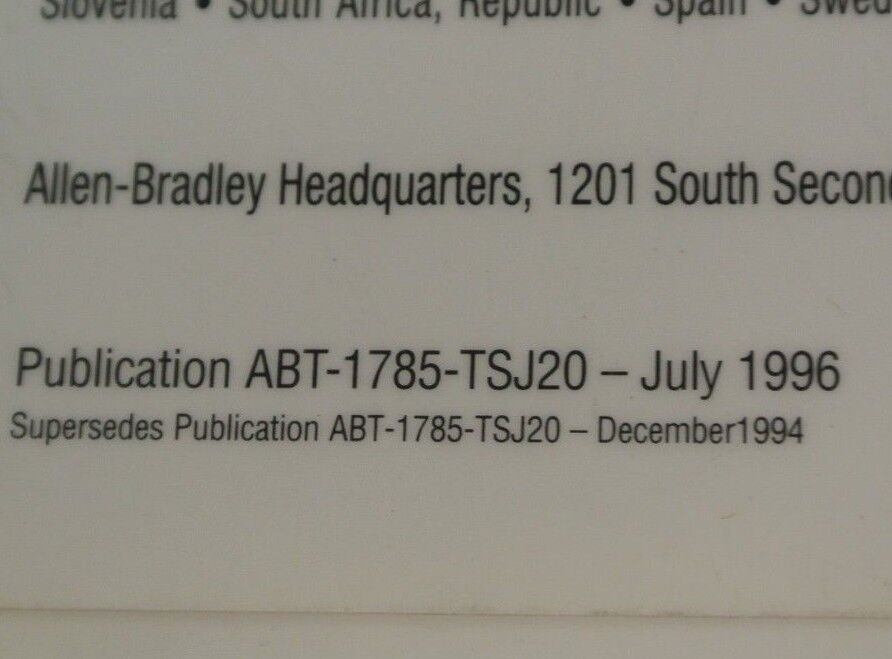 ALLEN-BRADLEY ABT-1785-TSJ20 / TROUBLESHOOTING GUIDE / 1785 PLC-5