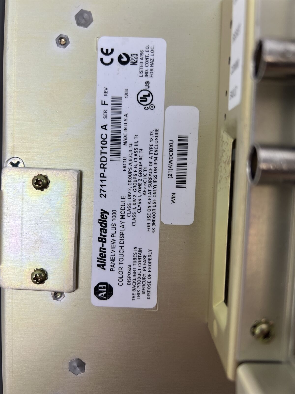 ALLEN BRADLEY 2711P-T10C15D2 PanelView Plus 1000 2711P-RN15S