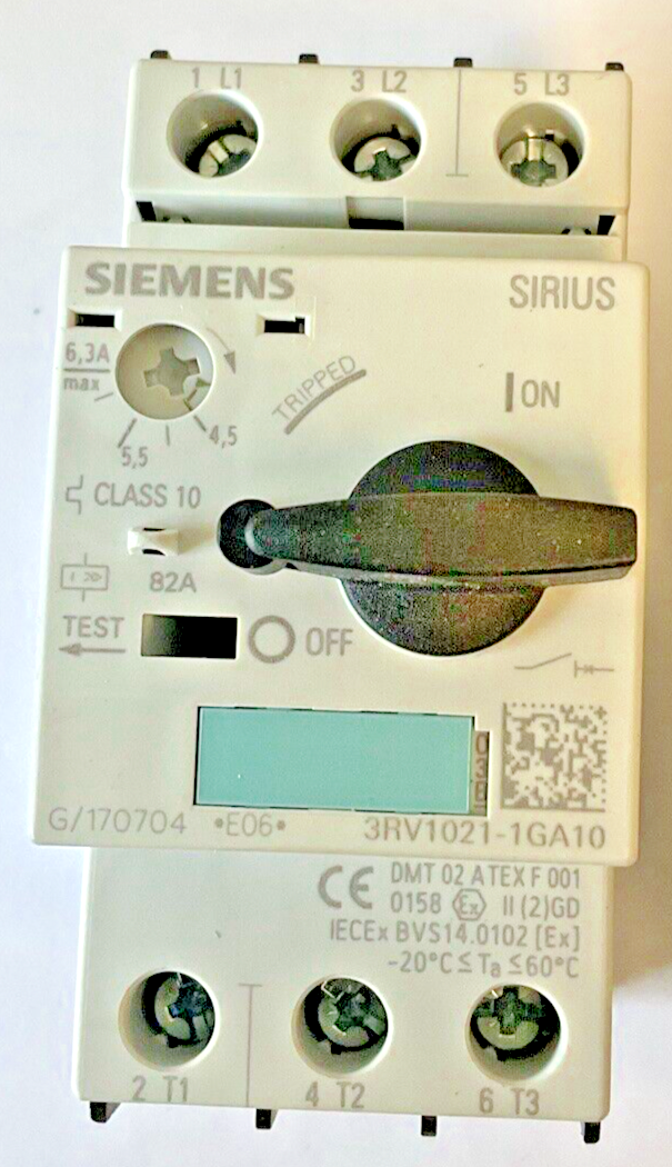 SIEMENS 3RV1021-1GA10 COMBINATION MOTOR CONTROL 4.5-6.3A