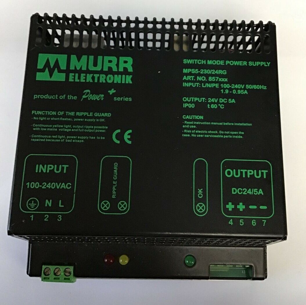 MURR ELEKTRONIK MPS5-23024RG SWITCH MODE POWER SUPPLY 24VDC 5A 100-240VAC