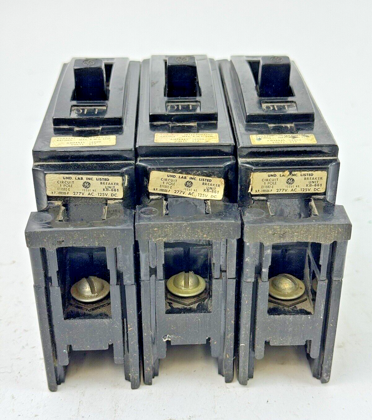 GE **LOT OF 3** - TEF113015 - CIRCUIT BREAKER - 1 POLE/15A/277 VAC