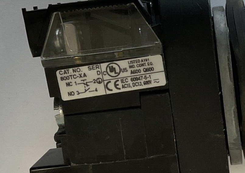 ALLEN BRADLEY 800TC-PBH16G PUSH BUTTON SER.U 120V 50/60HZ W/800TC-XA & 800T-N326
