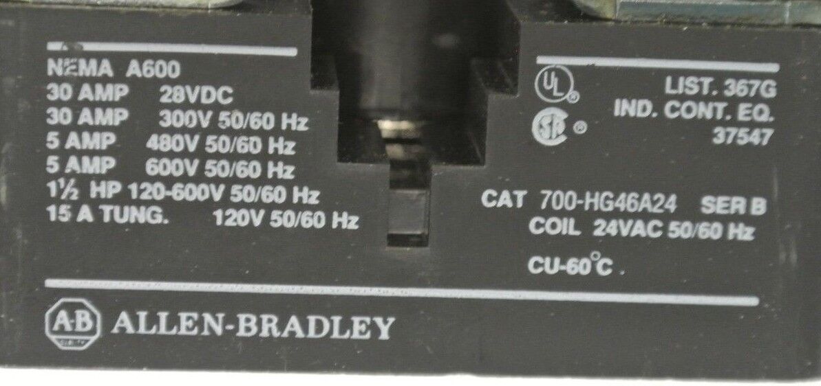 ALLEN-BRADLEY 700-HG26A24 CONTROL RELAY / SPDT / 30A / 24VAC / NEW SURPLUS