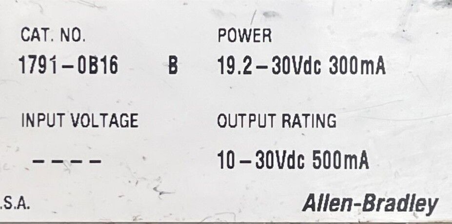 ALLEN BRADLEY 1791-OB16 OUTPUT MODULE 10-30VDC 500mA