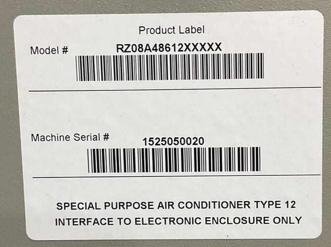 DELTA T RZ08A48612XXXXX SPECIAL PURPOSE AIR CONDITIONER 480V 1.8A 1PH HIGH SIDE