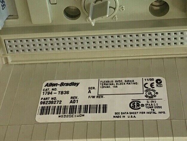 ALLEN BRADLEY FLEX I/O 1794-IB16 24 VDC SINK INPUT W/ 1794-TB3S TERMINAL BASE