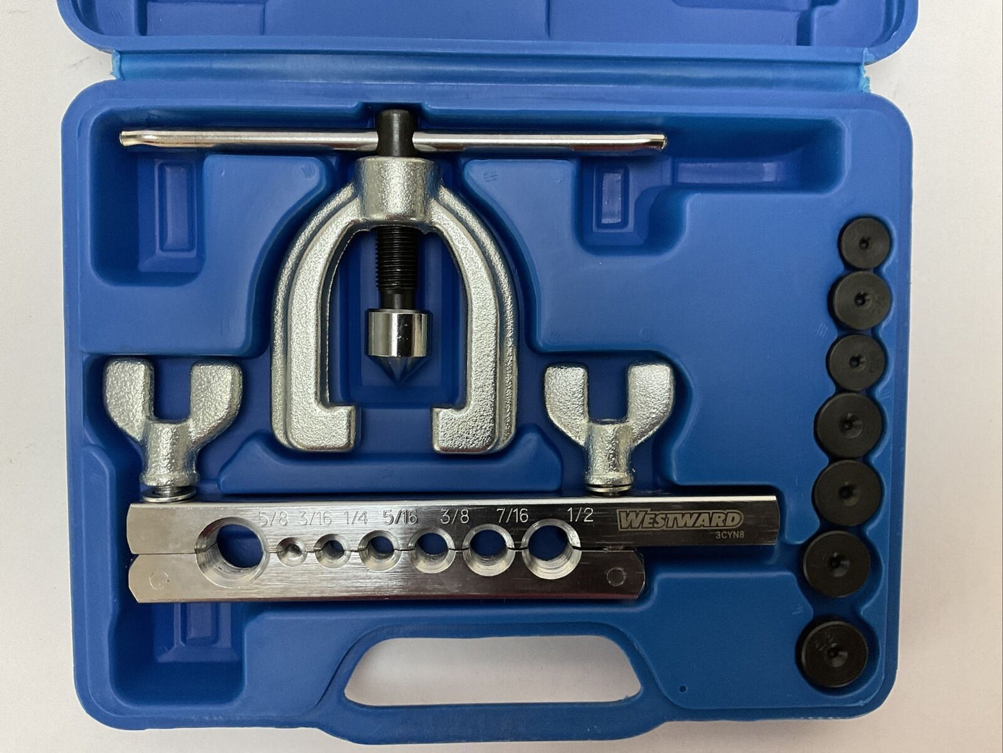 WESTWARD 3CYN8 7PC DOUBLE FLARING TOOL KIT 3/16",1/4",5/16",3/8",7/16",1/2",5/8"