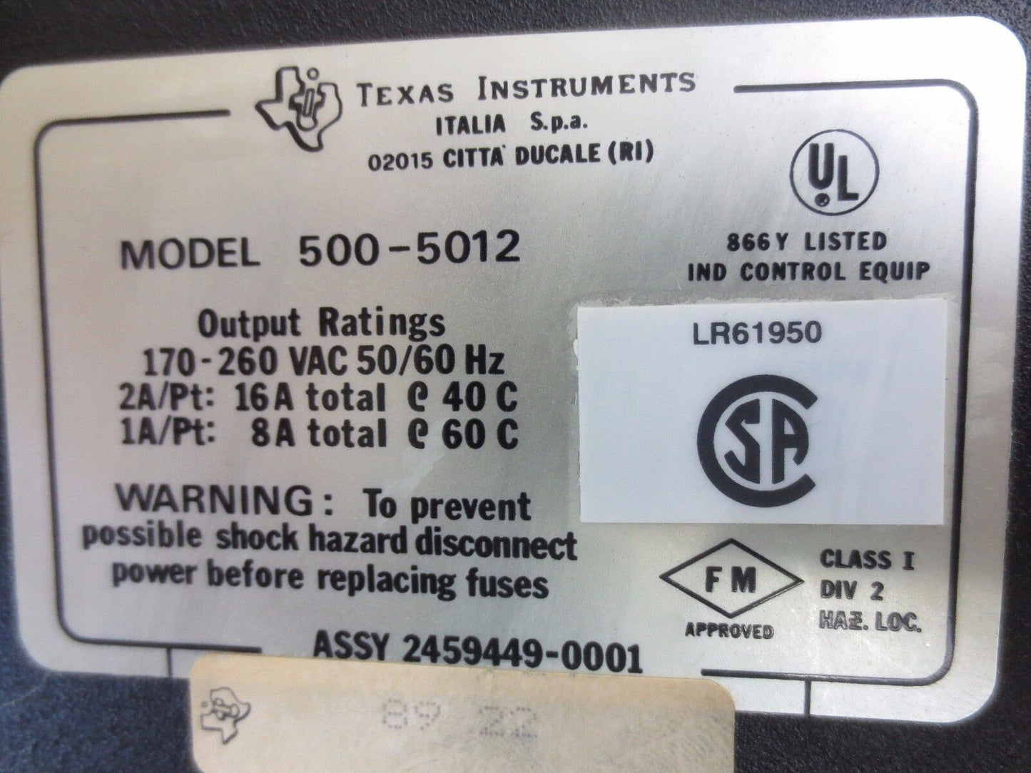 TEXAS INSTRUMENTS / SIEMENS 500-5012 220V OUTPUT MODULE