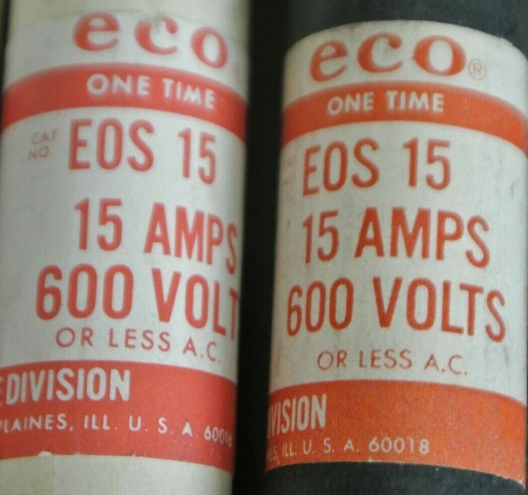 MIXED LOT of 10 / ECO EOS15 (7) & EOS20 (3) FUSE 15A, 20A / 600V / NEW SURPLUS