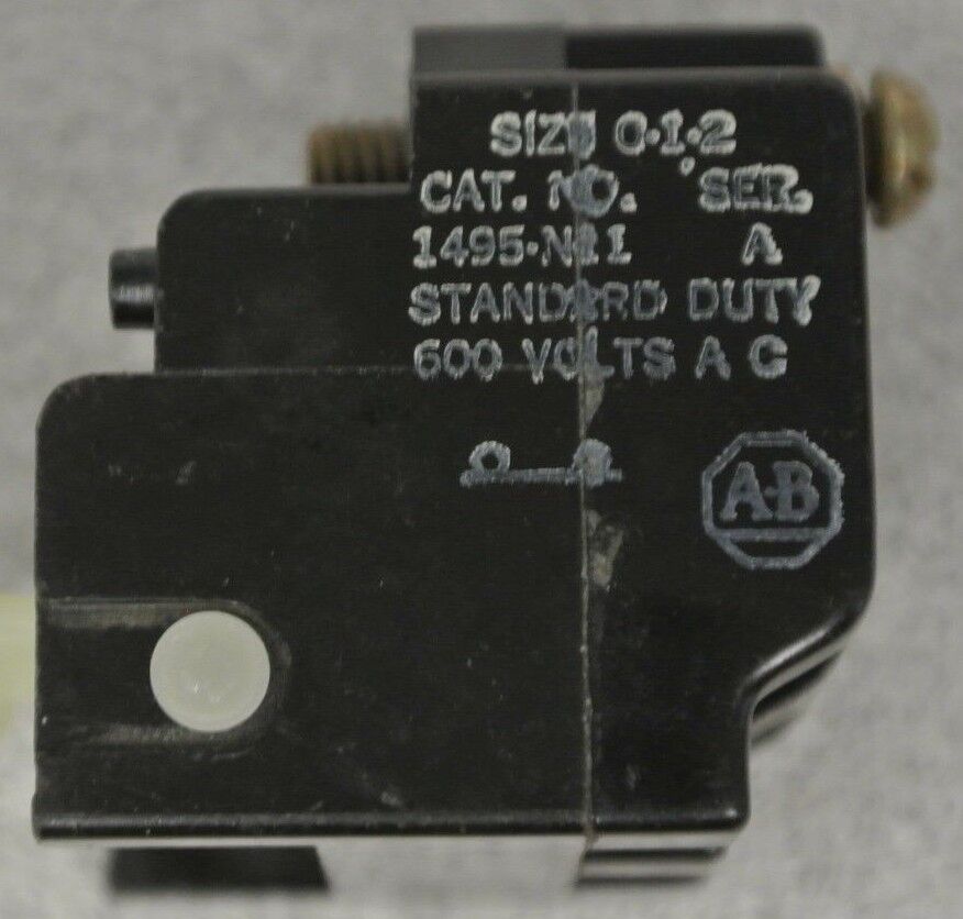 ALLEN-BRADLEY 1495-N11 / AUXILIARY CONTACT BLOCK / N.C. CONTACT / SIZE 0, 1, 2