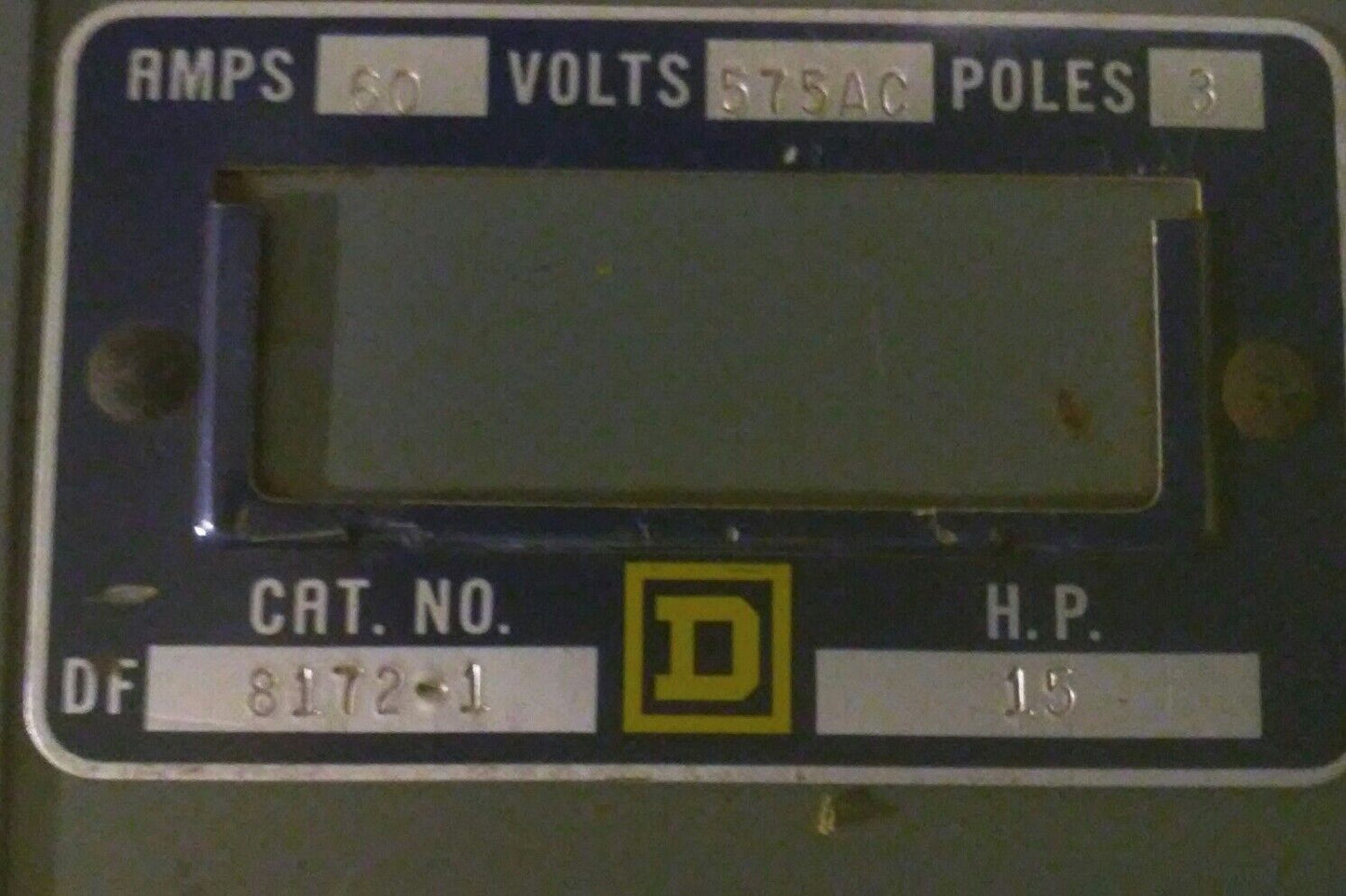 SQUARE D Twin Panelboard Switch DF 8172-1 - 60 Amp, 575 VAC, 3-Pole