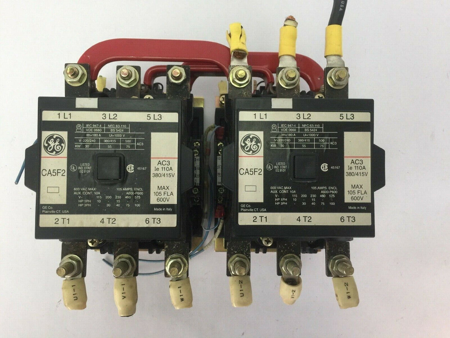 GE CA5F2 REVERSING CONTACTOR 600VAC 100HP 105AMP COIL 120V 60HZ