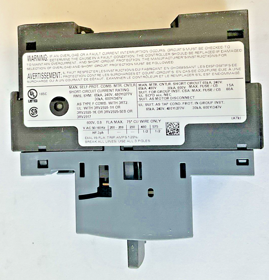 SIEMENS 3RV2011-0HA10 MOTOR CONTROL 0.55-0.8A