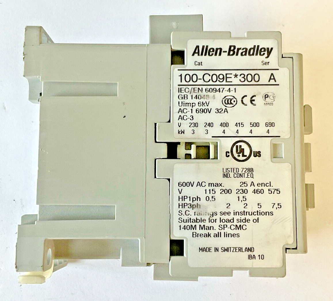 ALLEN BRADLEY 100-C09*300 CONTACTOR SER.A 600VAC 25A