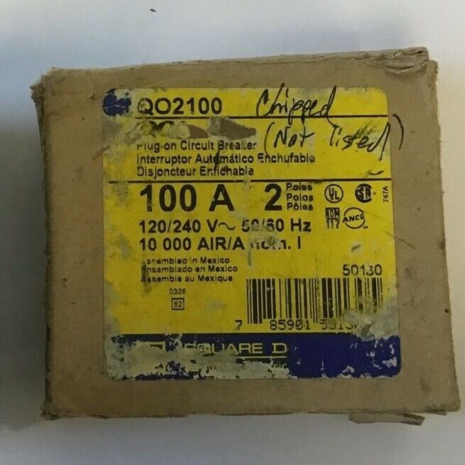 SQUARE D QO2100 CIRCUIT BREAKER 100A 120/240VAC 50/60HZ