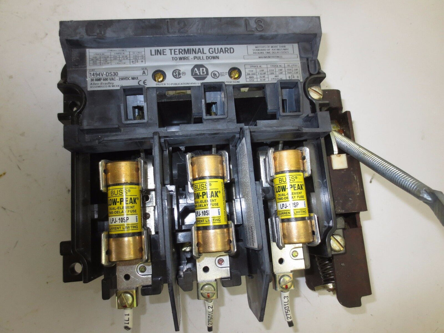 ALLEN-BRADLEY 1494V-DS30 - FUSIBLE / FUSED DISCONNECT SWITCH - 30A, 600VAC