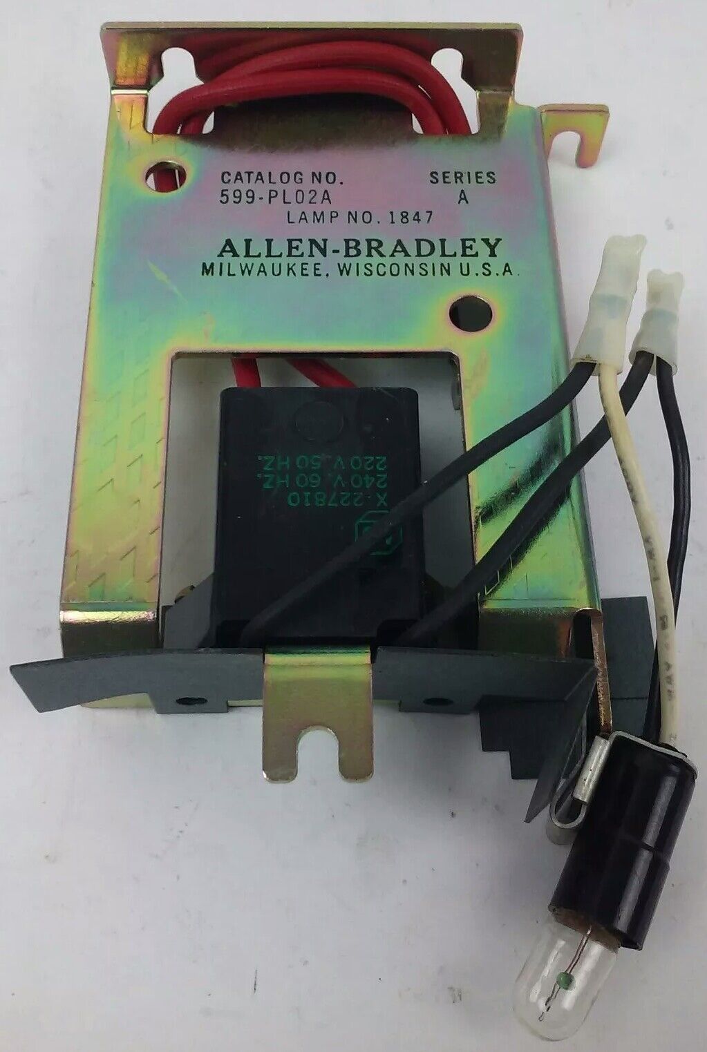 ALLEN BRADLEY 599-PL02A SER. A, PILOT LIGHT W/ RED LENS, SIZES 0-1-2, 240V- 60HZ