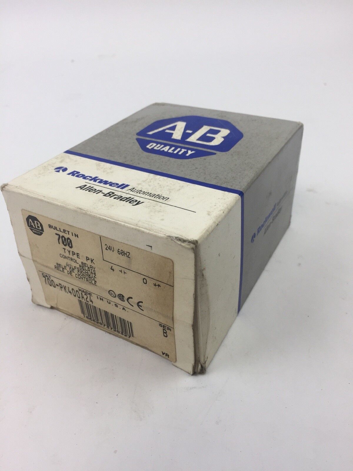 ALLEN BRADLEY 700-PK400A24 CONTROL RELAY TYPE PK 24V 60HZ SERIES B