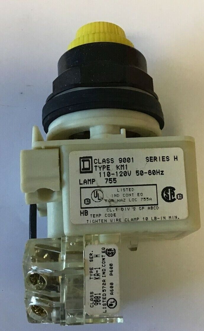 SQUARE D 9001 SKT1Y31 PUSHBUTTON / PILOT LIGHT 120VAC