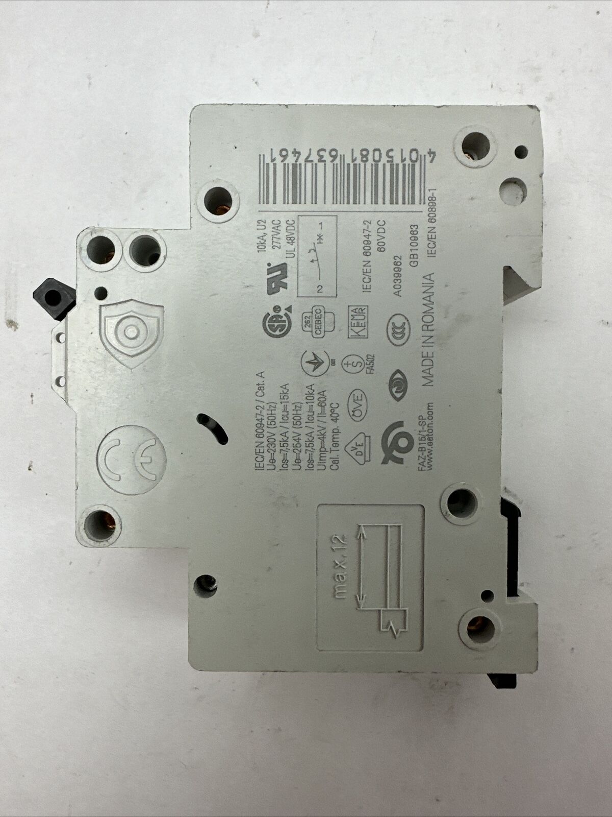 EATON FAZ-B15/1-SP CIRCUIT BREAKER 15A 240/415VAC 254VAC 1POLE