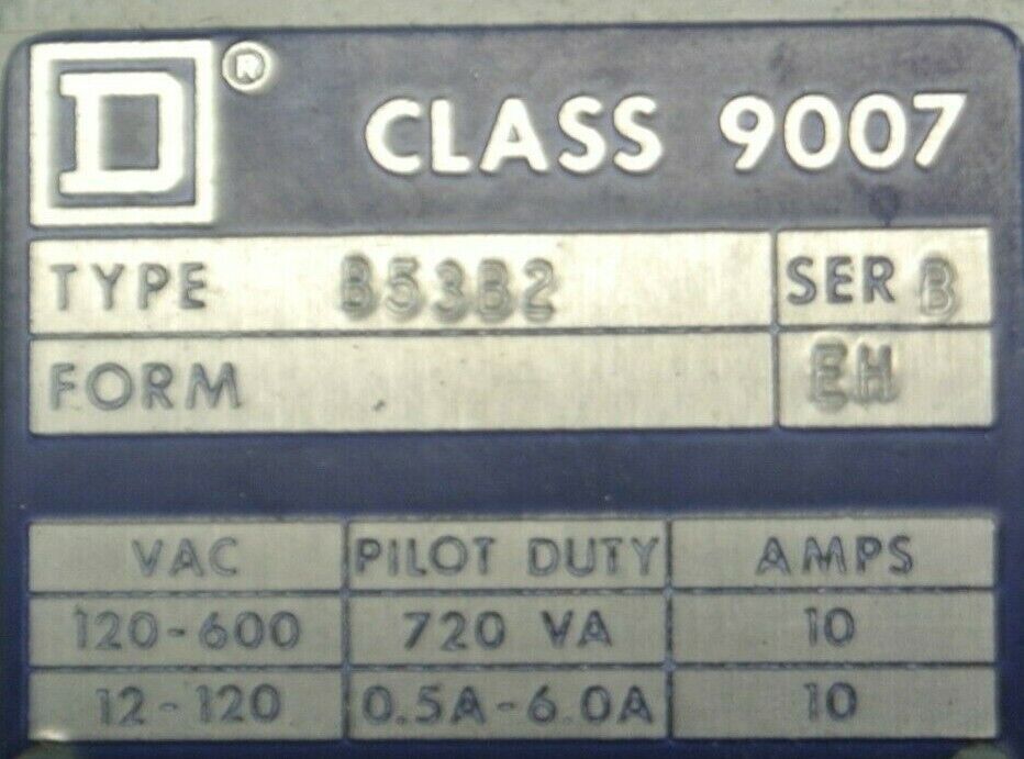SQUARE D 9007 B53B2 Ser. B / HEAVY DUTY LIMIT SWITCH / NEW SURPLUS in BOX