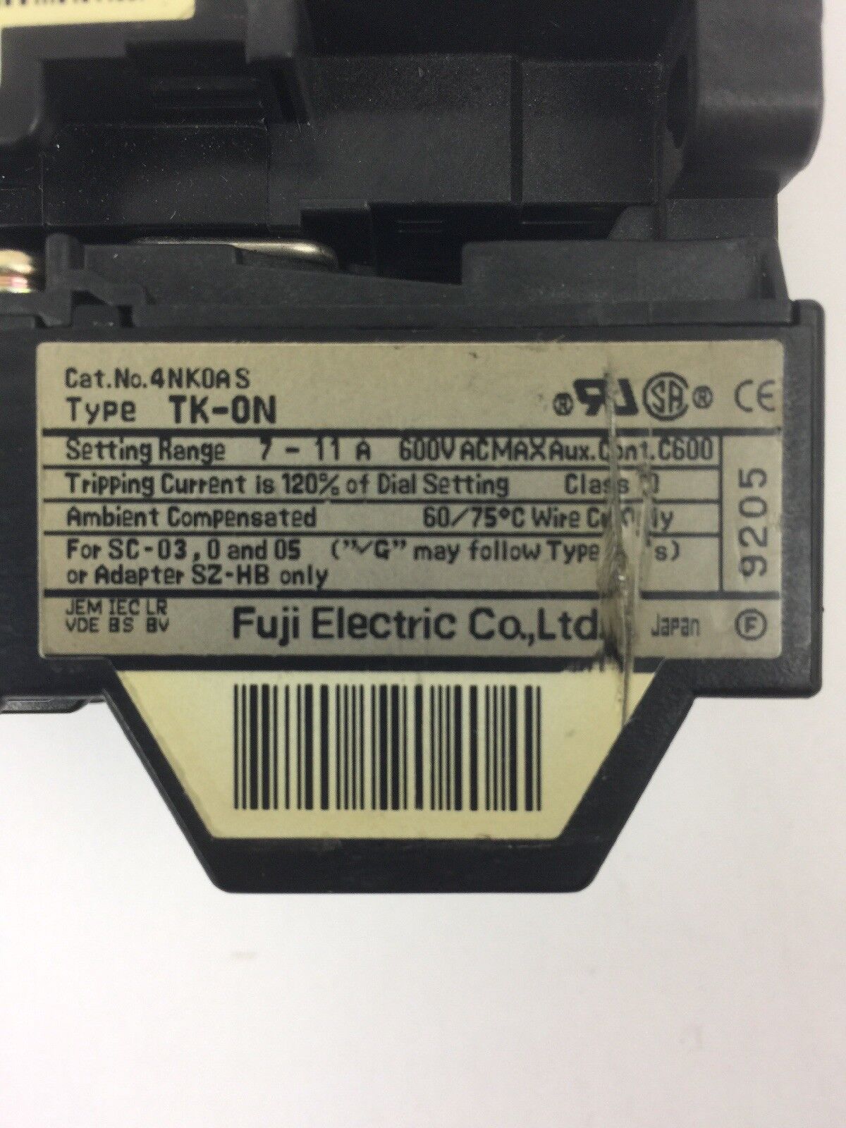 FUJI ELECTRONIC 4NC0A0#10 TYPE SC-03 CONTACTOR 4NK0AS TYPE TK-0N OVERLOAD RELAY