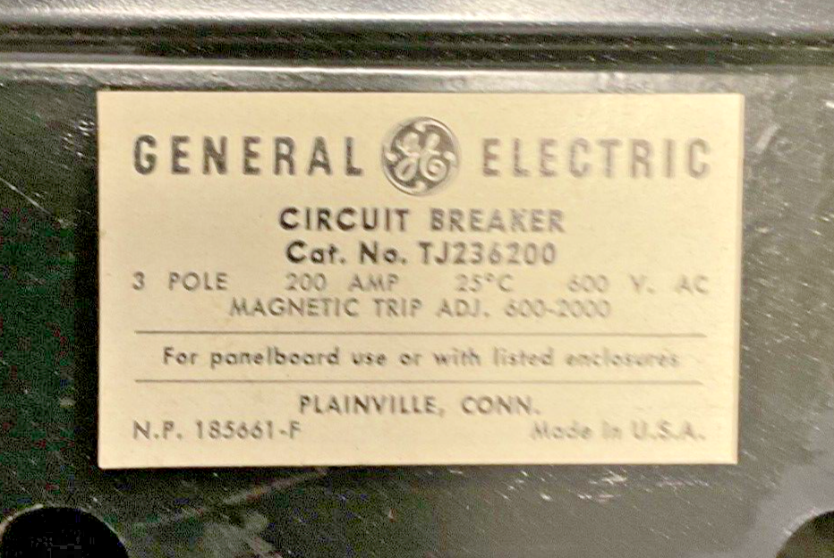 GENERAL ELECTRIC DFPJ-420-DE FLEX-A-PLUG BUS PLUG TJ236200 BREAKER 200A 3PH 600V
