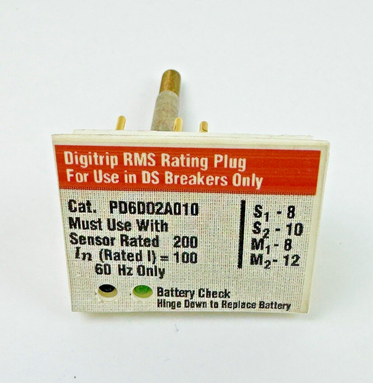 CUTLER-HAMMER - PD6D02A010 - DIGITRIP RMS RATING PLUG - 100 AMP - NEW OLD STOCK