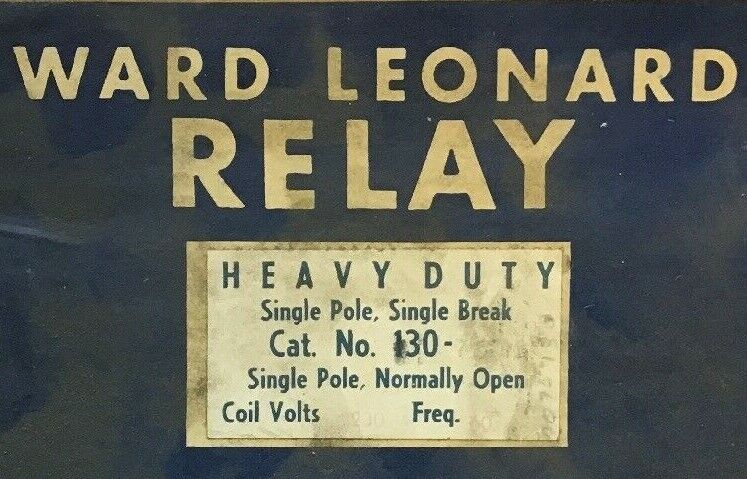 WARD LEONARD RELAY 130-7510 1POLE 230V 25A 60CY COIL 230-60CY
