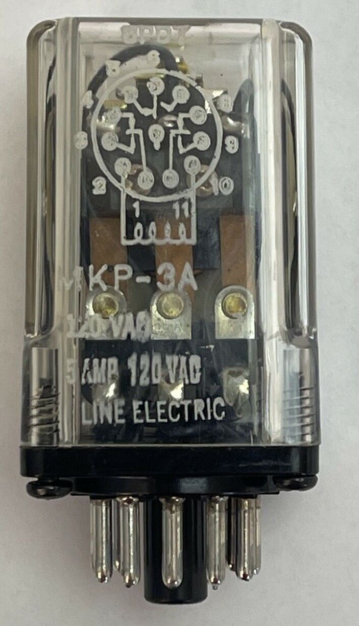 LINE ELECTRIC MKP3A RELAY 120VAC 5A COIL 120VAC