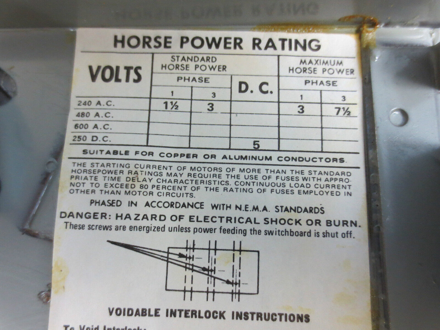 I-T-E V2B2211MR VACU-BREAK PANELBOARD & SWITCHBOARD UNIT 240V 30-30A NEW SURPLUS