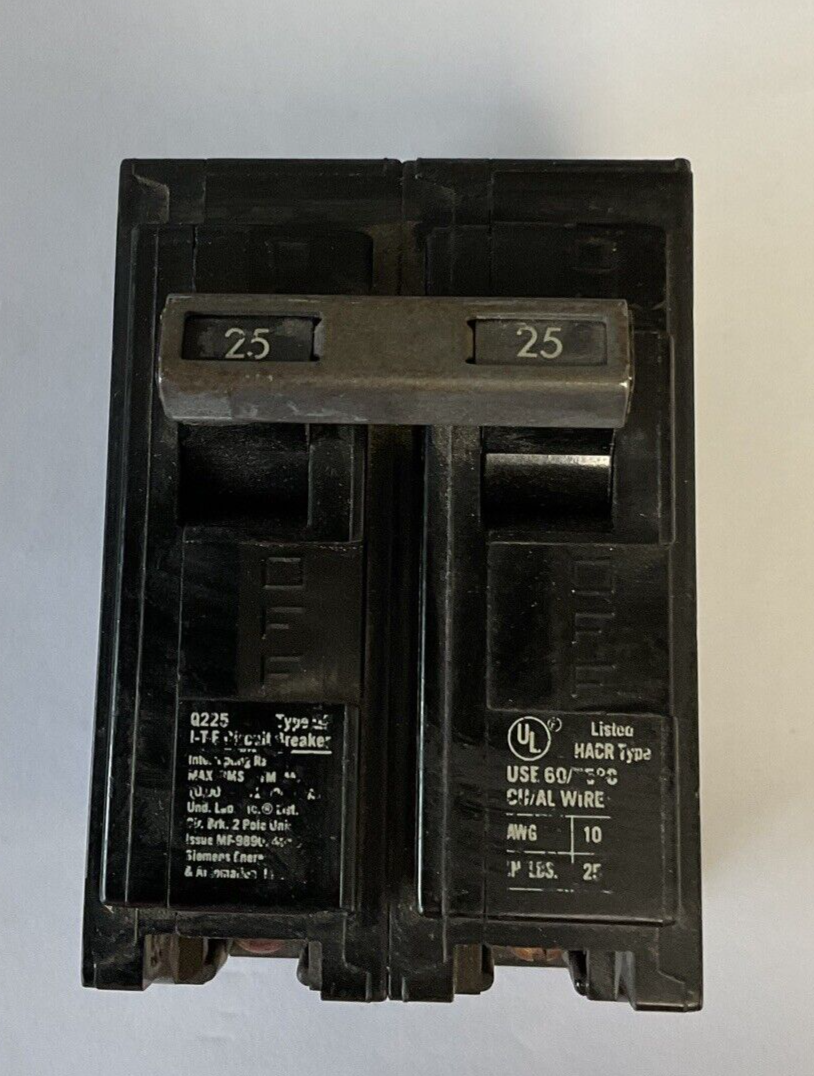 SIEMENS Q225 CIRCUIT BREAKER 120/240VAC 60HZ 25A 2POLE
