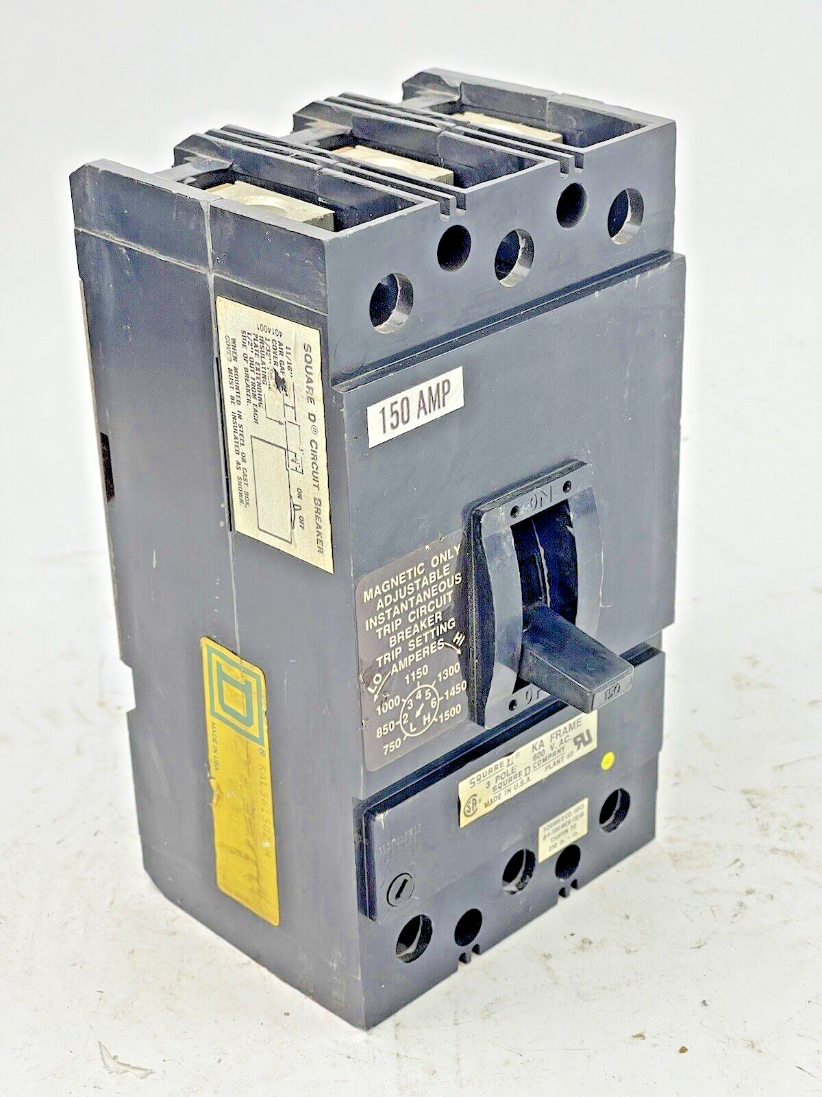 SQUARE D - KAL-3615026M - MAGNETIC CIRCUIT BREAKER - 150 AMP, 3 POLE, 600 VAC