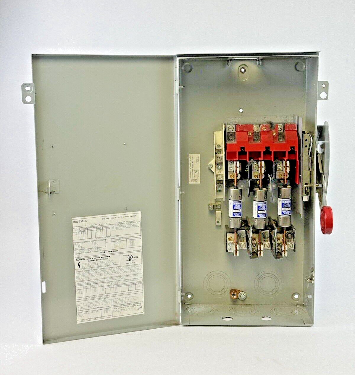 EATON - DH363NRK - RAINPROOF FUSIBLE SAFETY SWITCH - 100A/600VAC/3 POLE/TYPE 3R