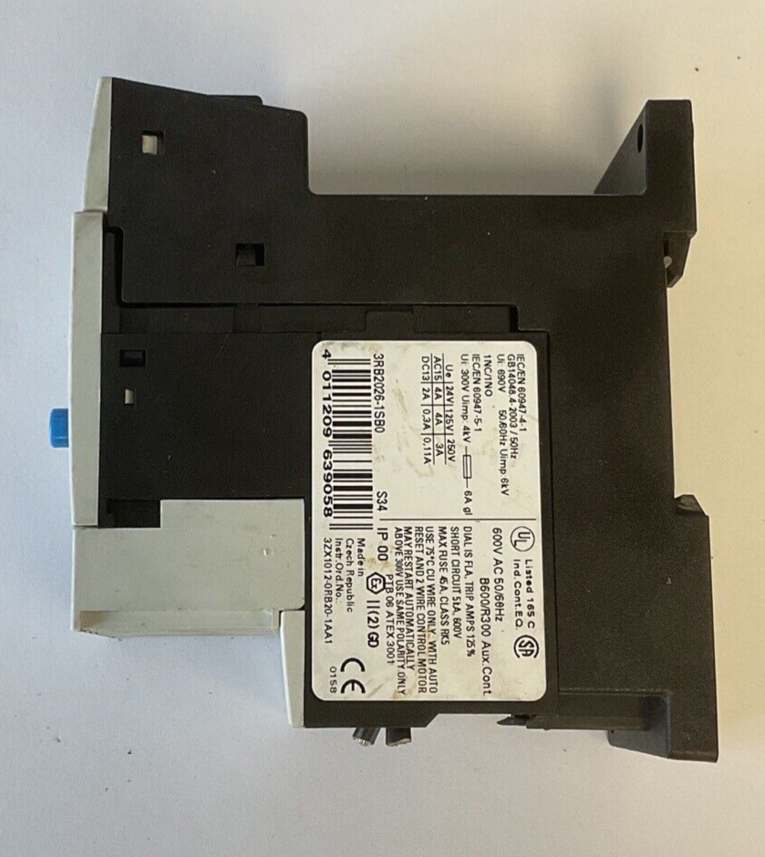 SIEMENS 3RB2026-1SB0 RELAY 600VAC W/3RB2923-0AA1 TERMINAL SUPPORT BRACKET
