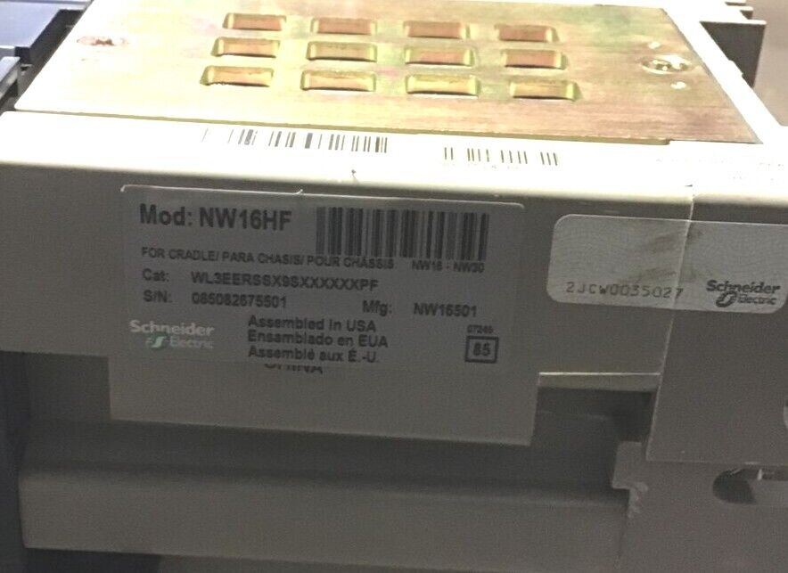 SQUARE D WL3EERSSX9SXXXXXXPF MASTERPACT CIRCUIT BREAKER 1600A NW 16 HF 600VAC