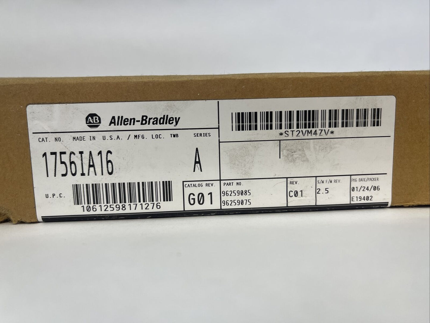 ALLEN BRADLEY 1756-IA16 INPUT MODULE CATALOG REV G01 REV C01 S/W F/W REV 2.5 SER