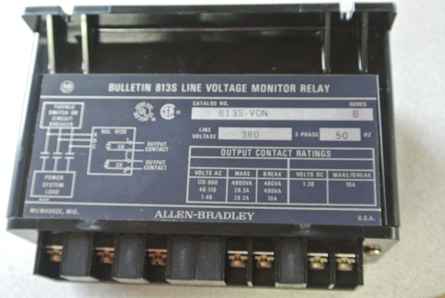 ALLEN-BRADLEY 813S-VON Ser. B LINE VOLTAGE MONITOR RELAY 440/380V - NEW SURPLUS